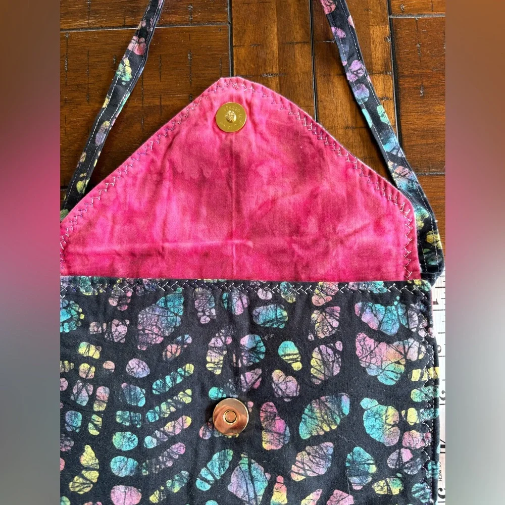 Handmade Batik Cotton Fabric Purse/Clutch - Boho, Granola, Natural, Naturecore
